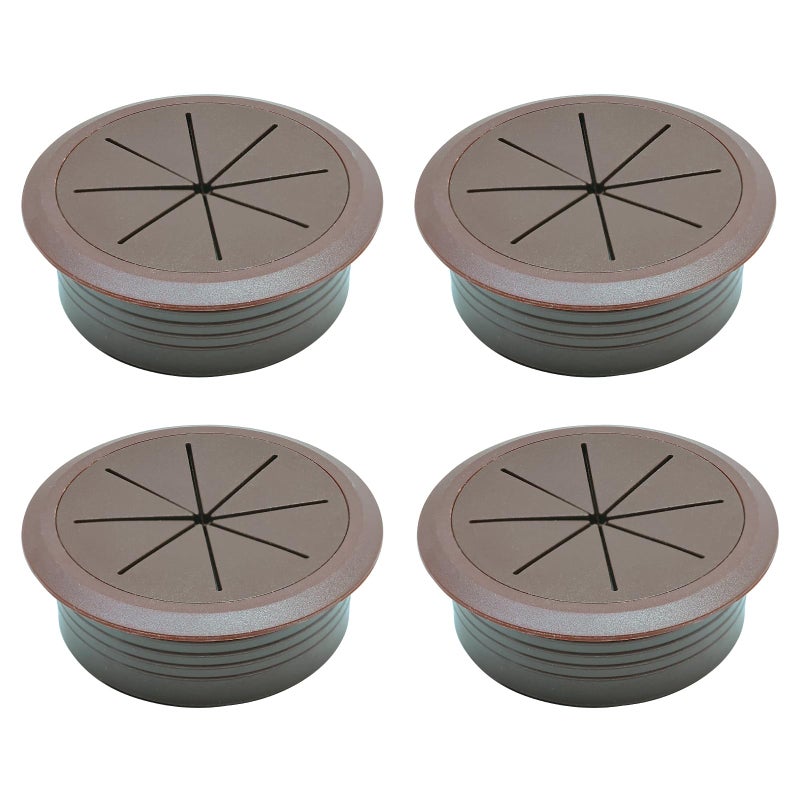 BOPOREAE Desk Grommet 2"" (50 mm), Desk Hole Cover for Cables Coffee, Cable Grommet ABS Plastic, Desk Hole Grommet for Office and Home Table Cable, Detachable & Flexible Cable Cord Organizer-4 Pcs - Image 1